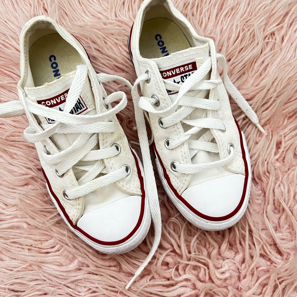 Converse White Sneakers with Blue Star Detail